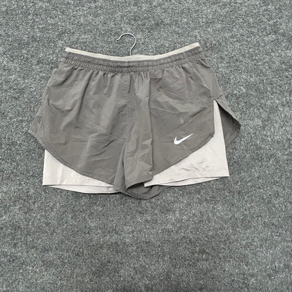 Nike Shorts Womens Size M Gray Dri-Fit 2-in-1 Layered Athletic Running Workout